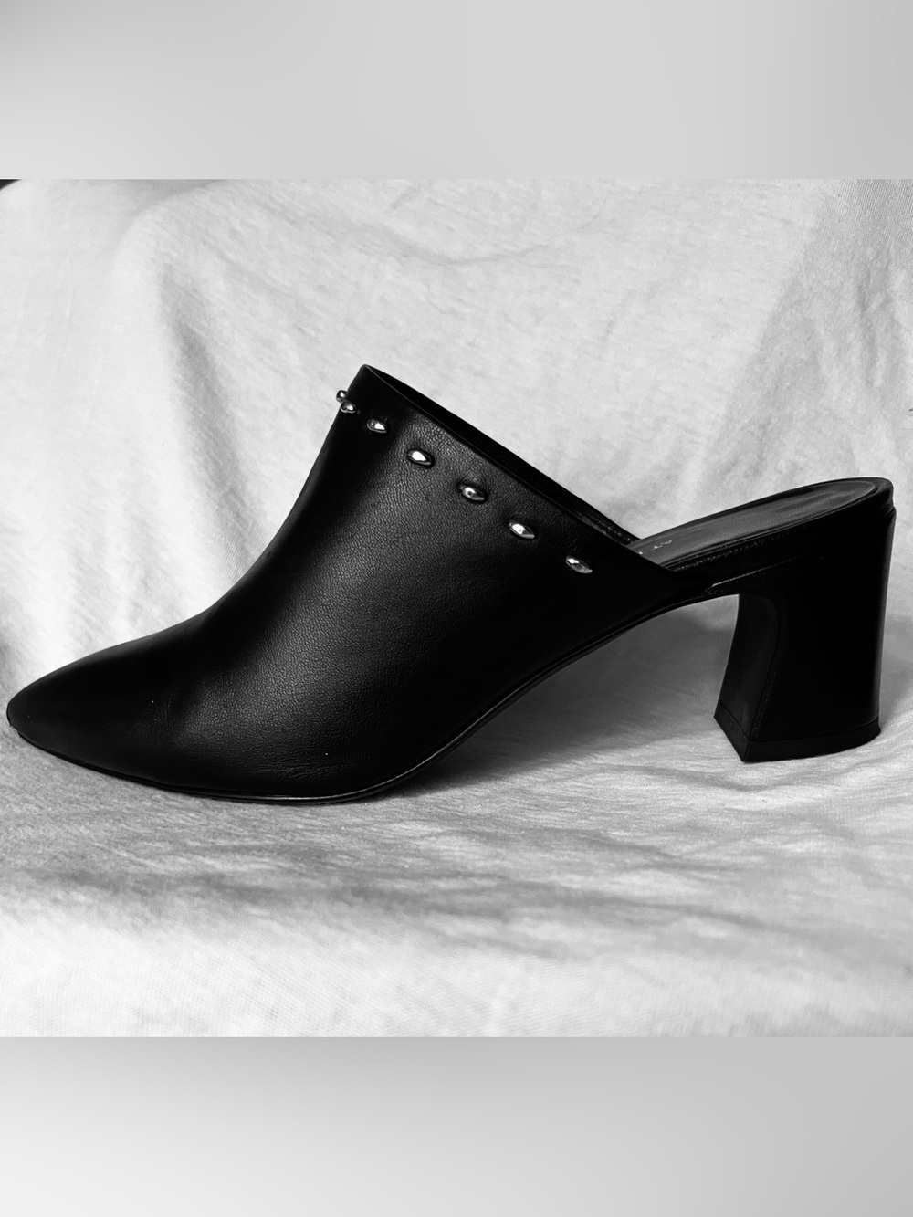 AGL Leather Studded Mules/Clogs, pointy toe, size 36.5